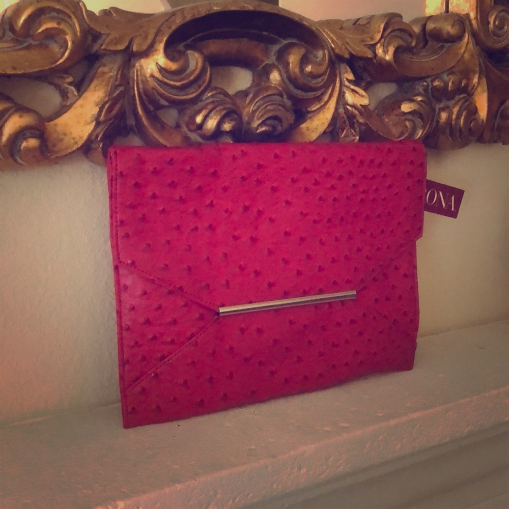 Faux Ostrich Clutch